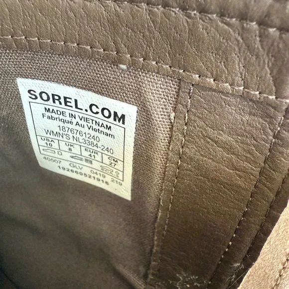 New SOREL Taupe Suede Slip In Heeled Ankle Boots - Picture 10 of 11